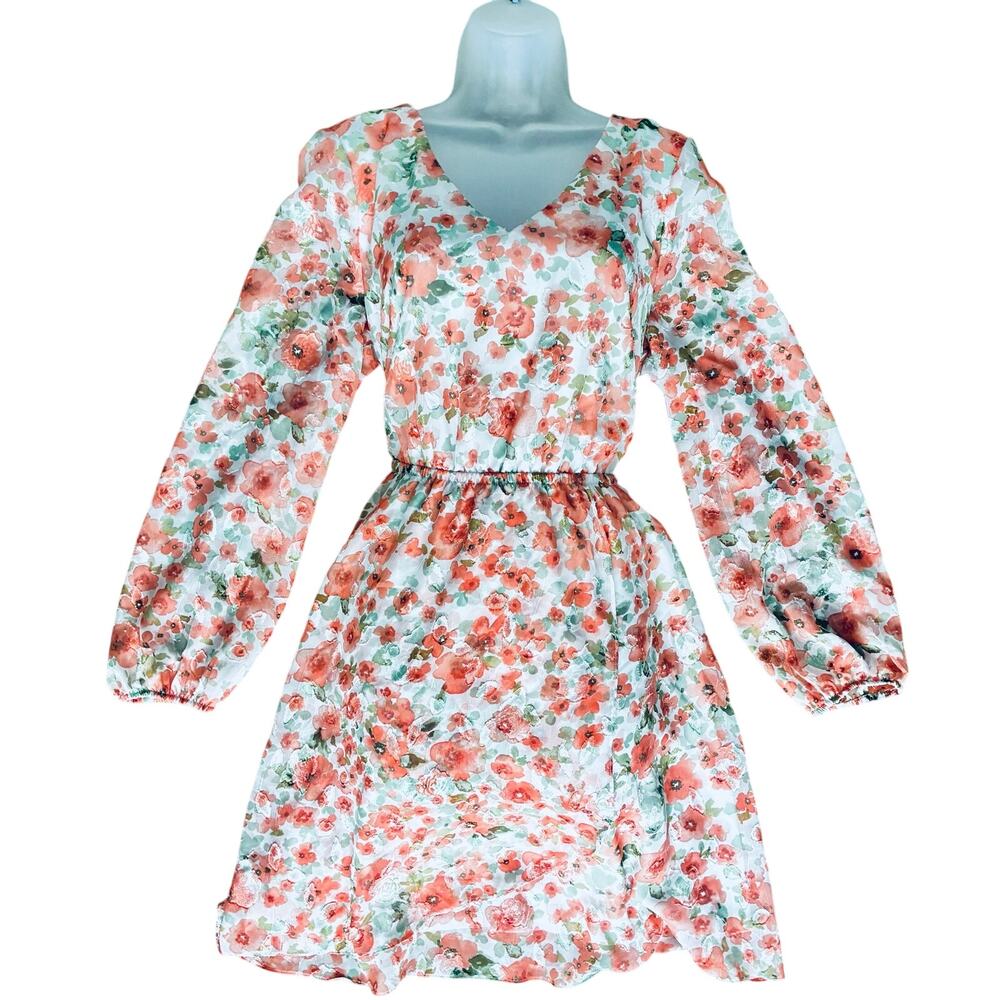 INC International Concepts Dress Floral Orange Green Size 14